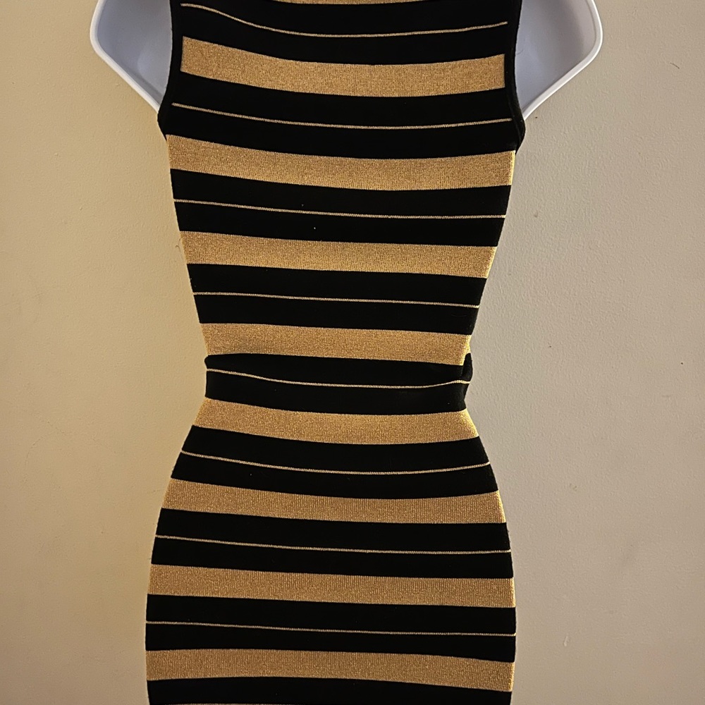 Gold and black mini dress